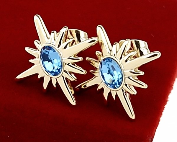 3730e Kolczyki złote pozłacane cyrkonie wtyczki 14K Xuping Austrian Crystal