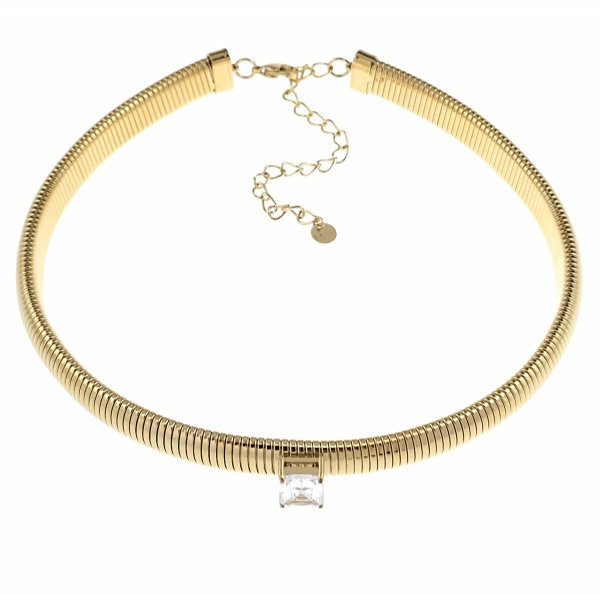 2395c Złoty łańcuszek naszyjnik 33+8 stal chirurgiczna 316L Viki lady choker