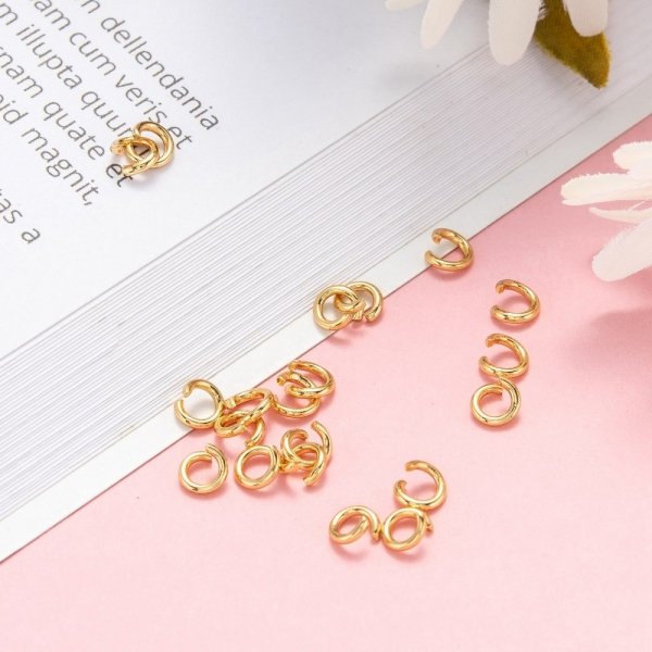 op255 Kółeczka pozłacane 14k 200 sztuk 5x1 mm złote otwarte 