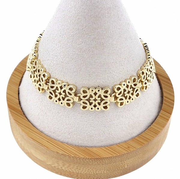 290k Bransoletka złota elegancka 18,5cm pozłacana 14k ażurowa apartowska