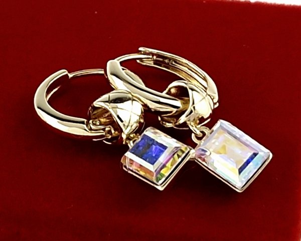 3958 Kolczyki złote pozłacane Austrian Crystal wiszące 14K cyrkonie Xuping 