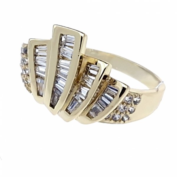 029a Pierścionek złoty zaręczynowy błyszczący cyrkonie pozłacany 14k