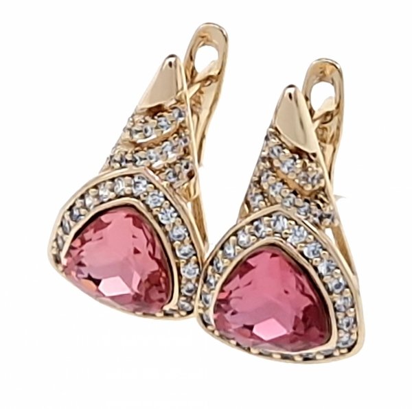 4688b Kolczyki złote Austrian Crystal cyrkonia pozłacane 18k Xuping wiszące 