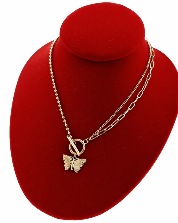 2120 Złoty łańcuszek naszyjnik 40+5cm stal chirurgiczna 316L motyl