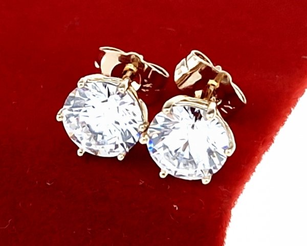 1198 Złote kolczyki pozłacane cyrkonie 18k Xuping wtykane w ucho-sztyft 