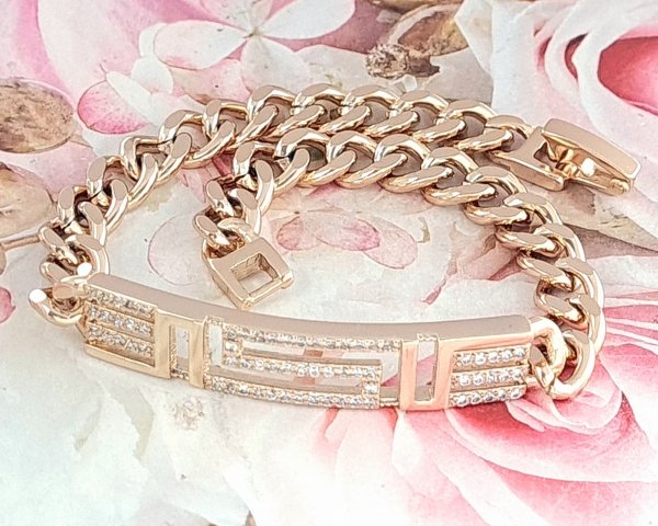 3675 Bransoletka złota cyrkonie 19cm pozłacana 18K Xuping