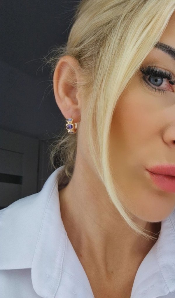 816 Złote kolczyki cyrkonie pozłacane 18k Xuping angielskie zapięcie 