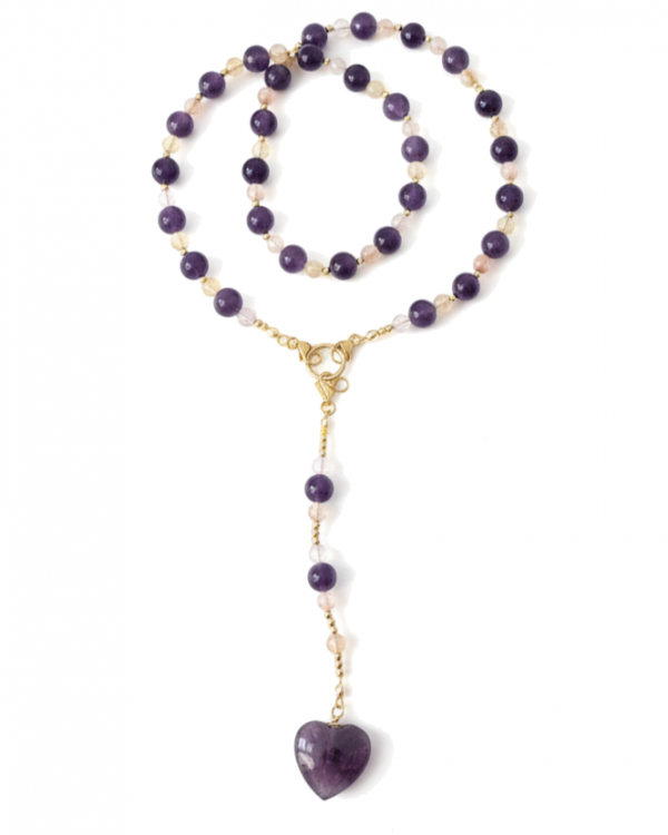 1299a Naszyjnik cytryn ametyst kamień naturalny 58cm stal chirurgiczna nierdzewna naszyjnik