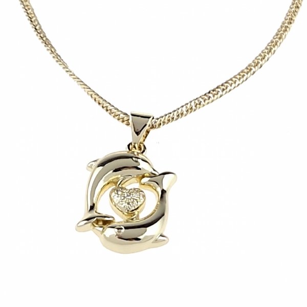 4749 Złota zawieszka błyszcząca pozłacana 14k delfin