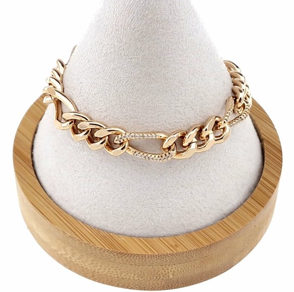 4608 Bransoletka złota cyrkonie 19cm pozłacana 18k Xuping 