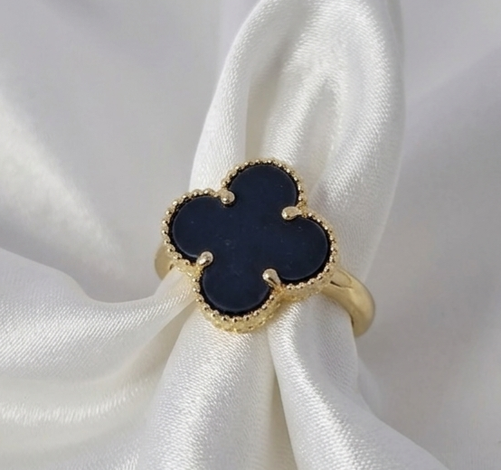 1299e Pierścionek złoty pozłacany 14k regulowany koniczyna marokańska