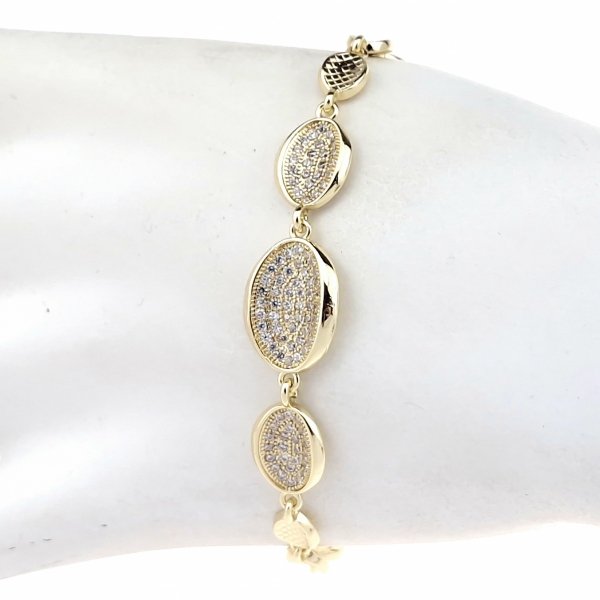 3994 Bransoletka złota elegancka cyrkonie 19cm pozłacana 14k Aisadi