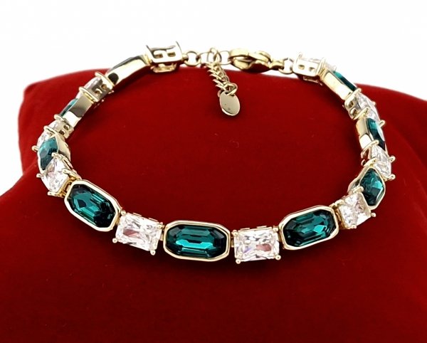 1496 Bransoletka elegancka Austrian Crystal złota cyrkonie 17+3 pozłacana 14k Xuping 
