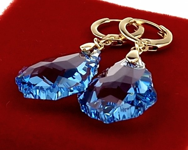 2893 Kolczyki złote Austrian Crystal pozłacane cyrkonie wiszące 14K Xuping Swaro