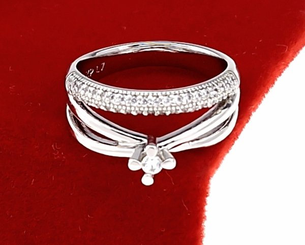 2410 Pierścionek srebrny zaręczynowy pozłacany 18k Xuping