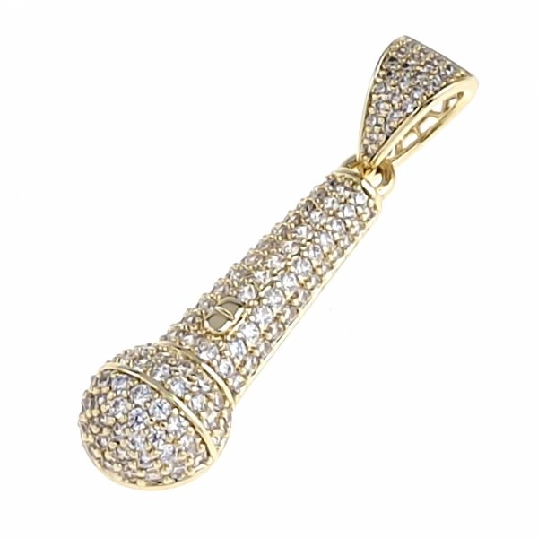 3298 Złota zawieszka cyrkonie błyszcząca pozłacana 14k Xuping mikrofon