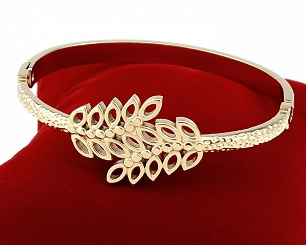 4633b Bransoletka złota 6cm stal chirurgiczna bangla 316L 