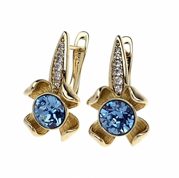 0930 Kolczyki złote pozłacane 14k wiszące Austrian Crystal