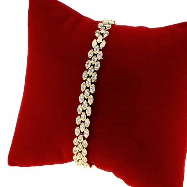 3097 Bransoletka złota elegancka 19cm cyrkonie pozłacana 14k Viki Lady