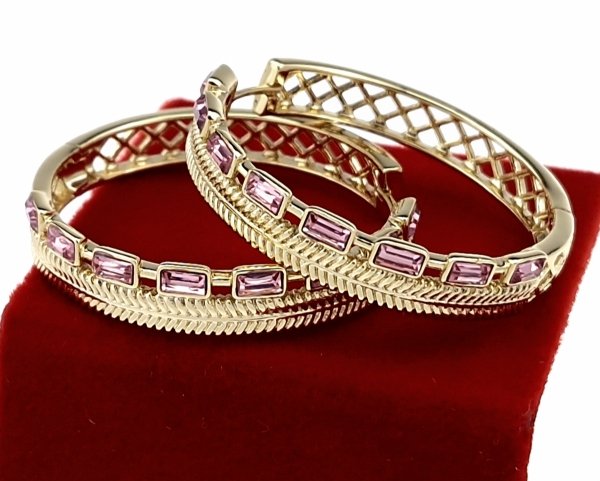 181b Kolczyki złote pozłacane Austrian Crystal wiszące 14K cyrkonie Xuping 