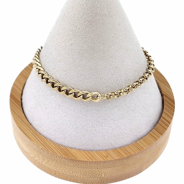 1637b Bransoletka złota 19cm stal chirurgiczna 316L nierdzewna celebrytka 