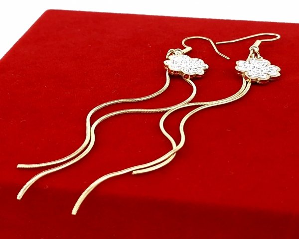 3987 Kolczyki złote stal chirurgiczna 316L nierdzewna celebrytki wiszące Viki lady