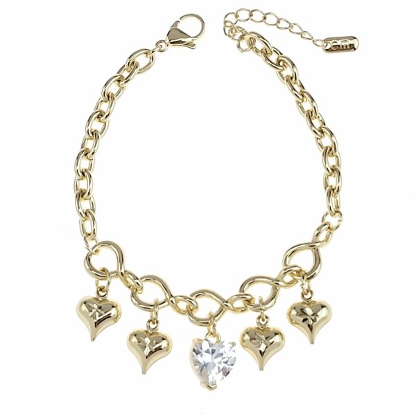 1616 Bransoletka elegancka złota 17+3cm pozłacana 14k cyrkonie serce