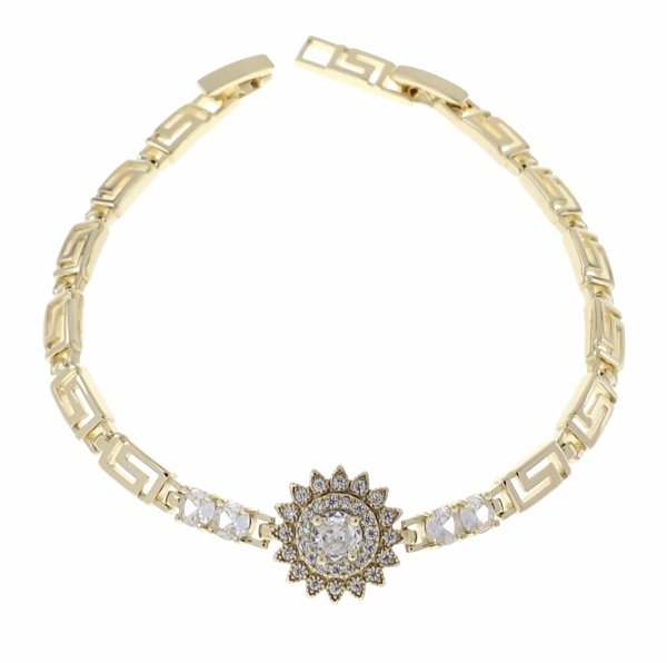 943 Bransoletka elegancka złota 17,5+2cm pozłacana 14k cyrkonie