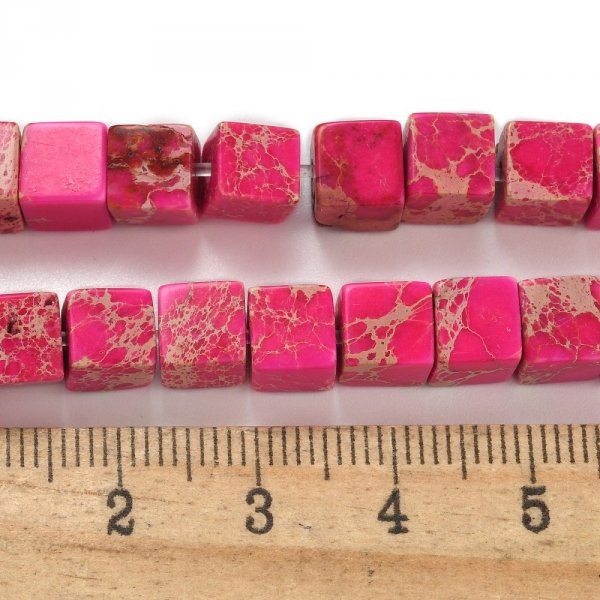 413 Jaspis cesarski kamień naturalny, kształt kostki 6x6x6mm