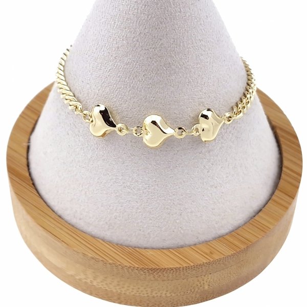 2182 Bransoletka elegancka złota 16,5+3cm pozłacana 14k serce