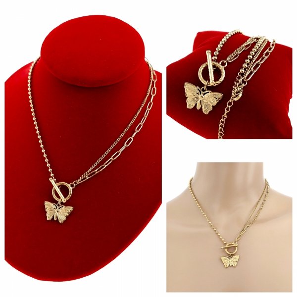 2120 Złoty łańcuszek naszyjnik 40+5cm stal chirurgiczna 316L motyl