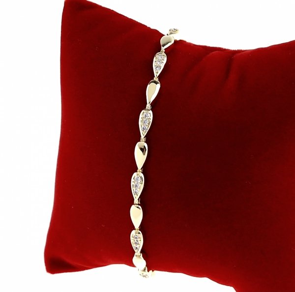 3859 Bransoletka złota elegancka cyrkonie 19,5cm pozłacana 14k Aisadi