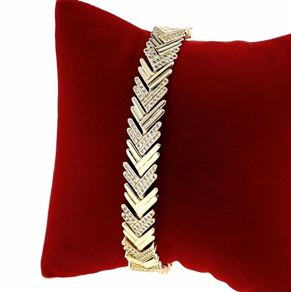 2375 Bransoletka złota elegancka 20cm cyrkonie pozłacana 14k Bloom