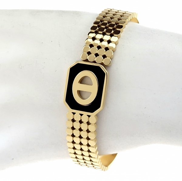 op135 Bransoletka złota 6cm stal chirurgiczna bangla 316L 