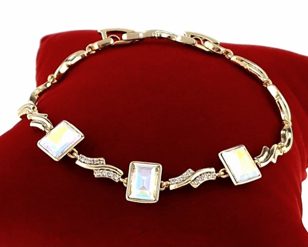 2670 Bransoletka elegancka Austrian Crystal złota cyrkonie 19,5cm pozłacana 14k Xuping 