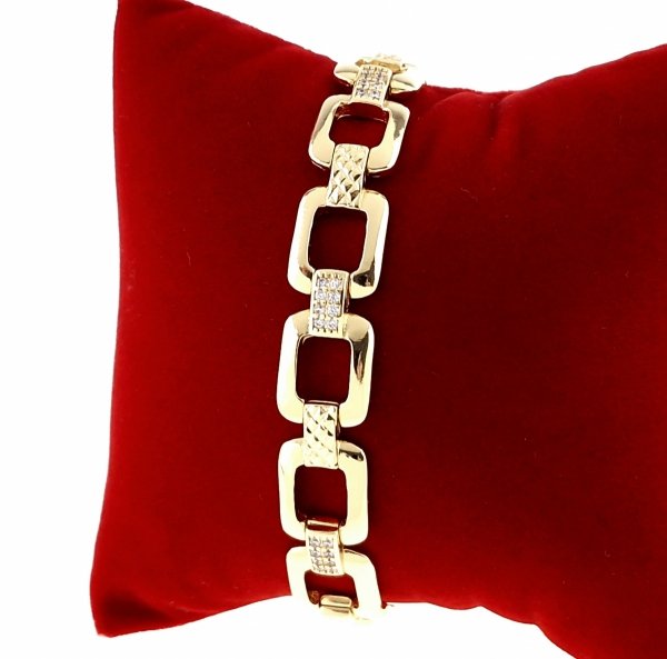 4691 Bransoletka złota elegancka 18cm cyrkonie pozłacana 14k Bloom
