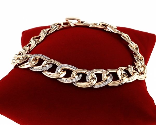 3548 Bransoletka cyrkonie złota 20cm pozłacana 18k Xuping 
