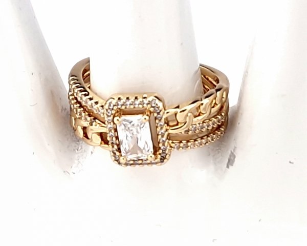 3474 Pierścionek złoty cyrkonie pozłacany 18k Xuping 