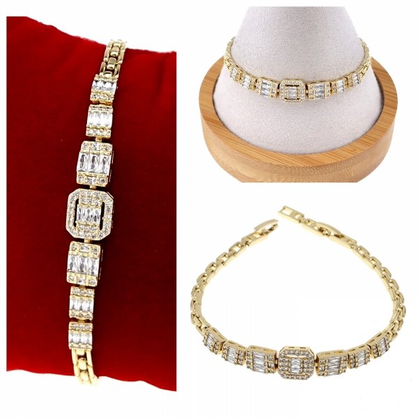 1996 Bransoletka elegancka złota 17+2,5cm pozłacana 14k Xuping cyrkonie