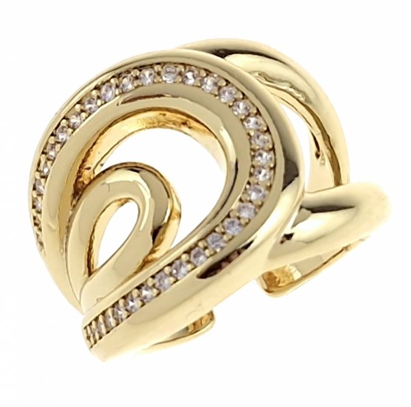 59G Pierścionek regulowany złoty pozłacany cyrkonie błyszczący 14k regulowany