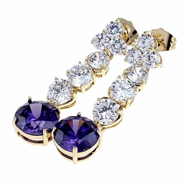 3326 Kolczyki złote pozłacane wiszące 14K Xuping cyrkonie 