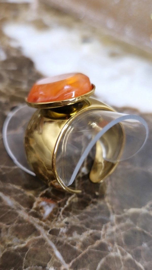 1599i Pierścionek złoty stal chirurgiczna 316L regulowany 