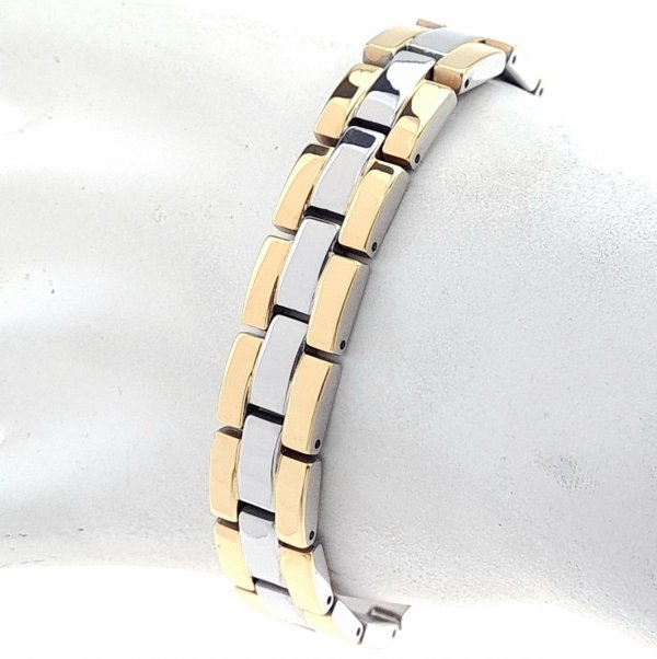 2599 Bransoletka złota srebrna 21cm stal chirurgiczna szeroka