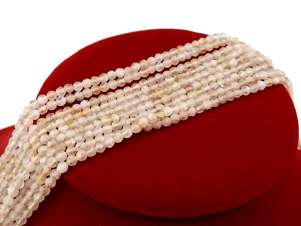 sz06 Naturalne koraliki cytrynowe, fasetowane, okrągłe, 3 mm, otwór: 0,8 mm, ok. 124 szt./sznur, 15,35'' (39 cm)