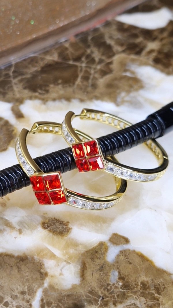 325f Kolczyki złote pozłacane Austrian Crystal wiszące 14K cyrkonie Xuping 