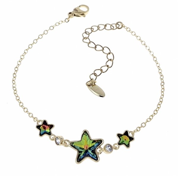 3307 Bransoletka elegancka Austrian Crystal złota cyrkonie 16,5+5 pozłacana 14k Xuping gwiazdki
