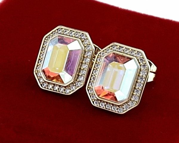 1346 Kolczyki złote pozłacane 14k wtyczki Austrian Crystal 