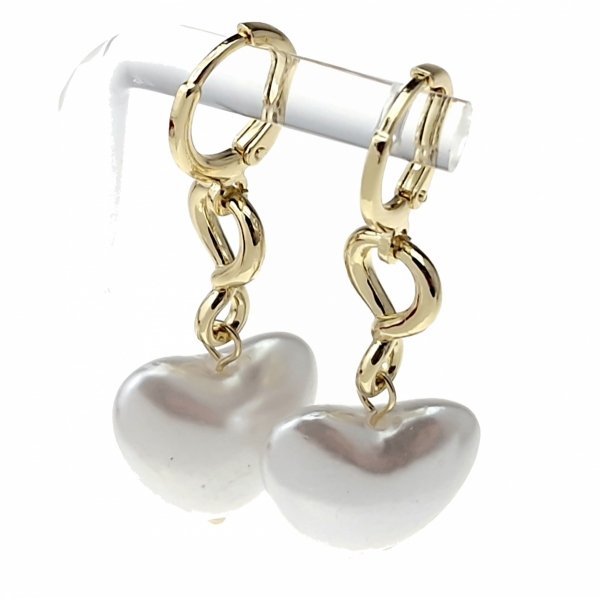 280a Kolczyki złote pozłacane wiszące 14K serce 