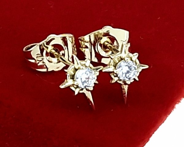 4569  Kolczyki złote pozłacane cyrkonie wtyczki 14K Xuping