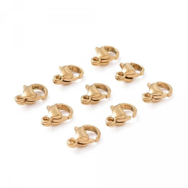 3238 Karabińczyk 20x złoty stal chirurgiczna 11x7x3mm do łańcuszka lub bransoletki 